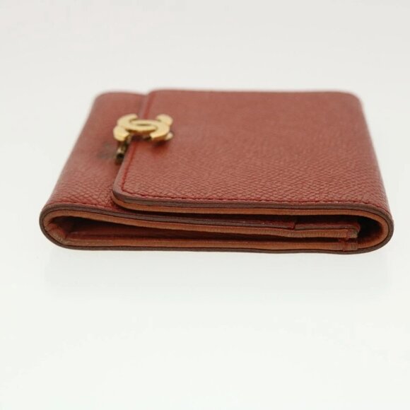 CHANEL Coin Purse Grained Calf Skin Red CC Auth - Picture 3 of 15
